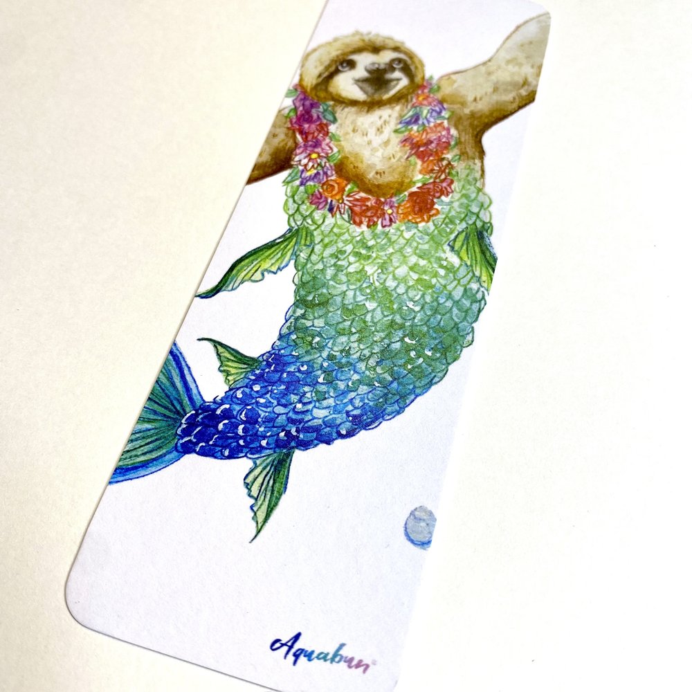 Sloth Mermaid Bookmark