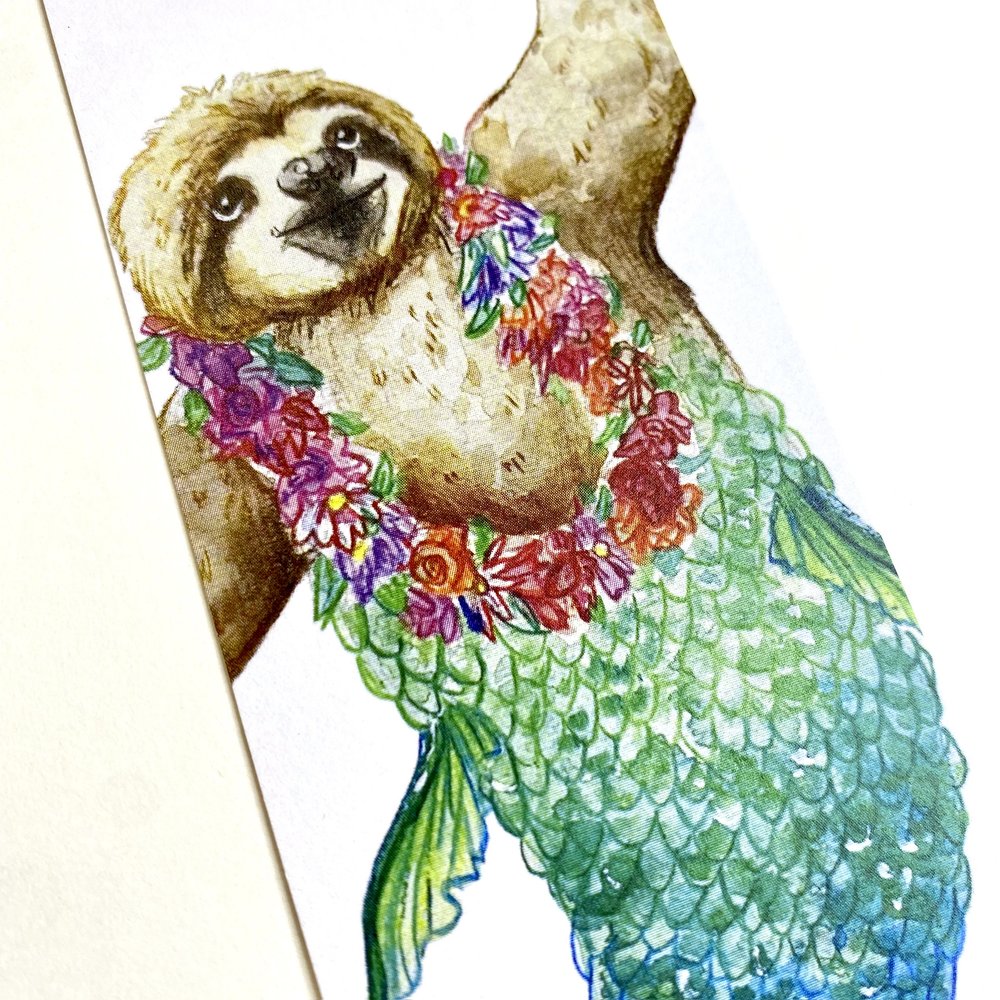 Sloth Mermaid Bookmark