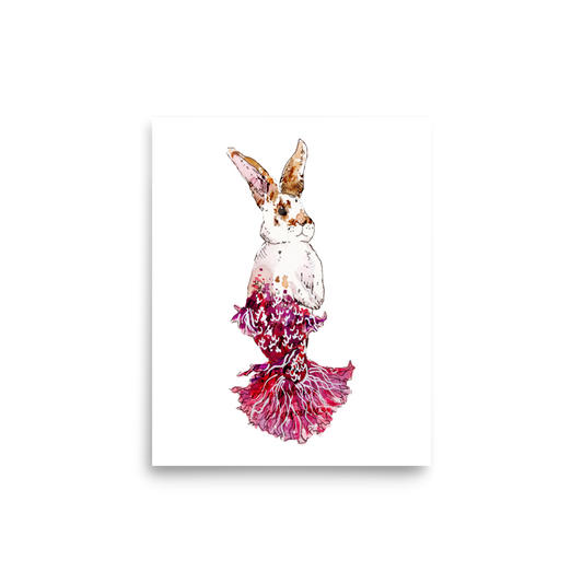 Bunny Mermaid Betta Pink Tail Poster