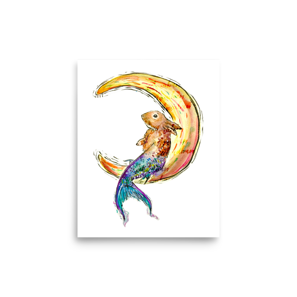 Moon Bunny Mermaid Poster