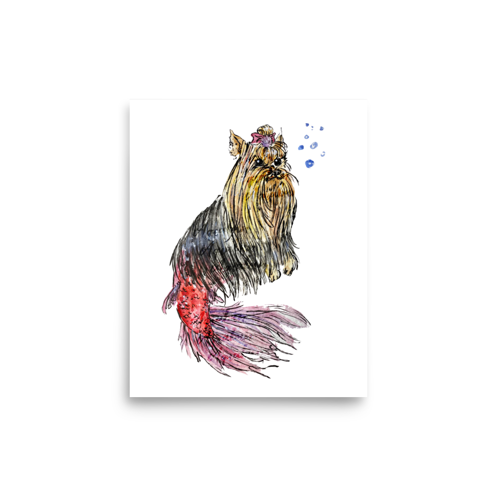 Dog Mermaid Tangerine Tail Poster