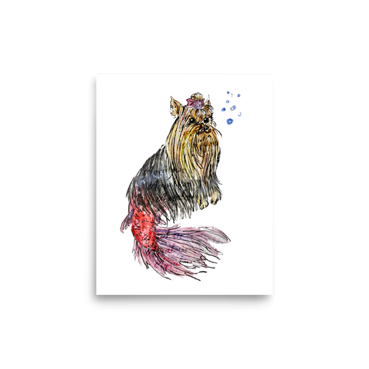 Dog Mermaid Tangerine Tail Poster