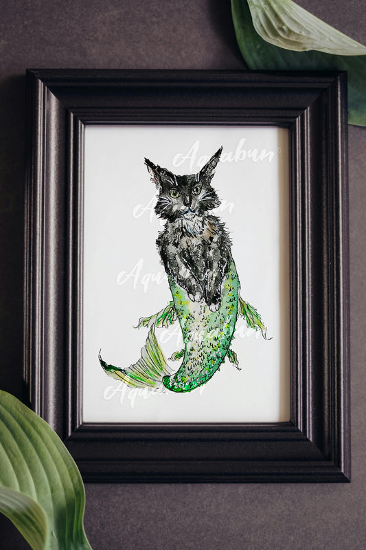 Black Purrmaid Poster