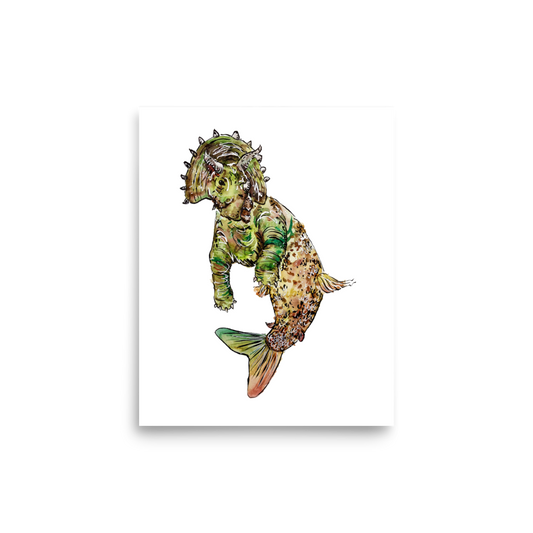 Triceratops Mermaid Poster