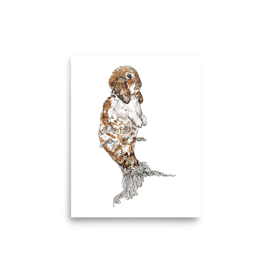 Bunny Mermaid Brown and White Tail Poster