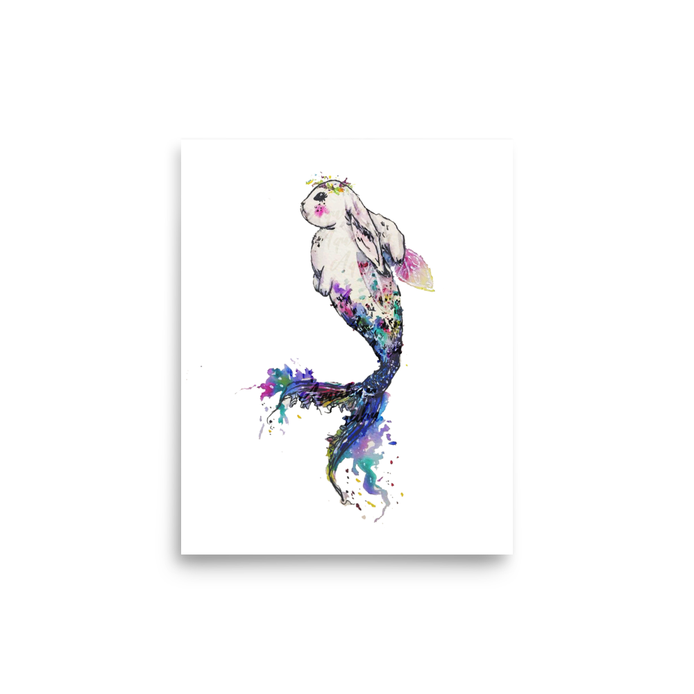 Bunny Mermaid Rainbow Tail Poster