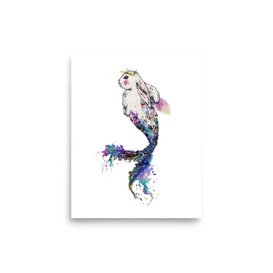 Bunny Mermaid Rainbow Tail Poster