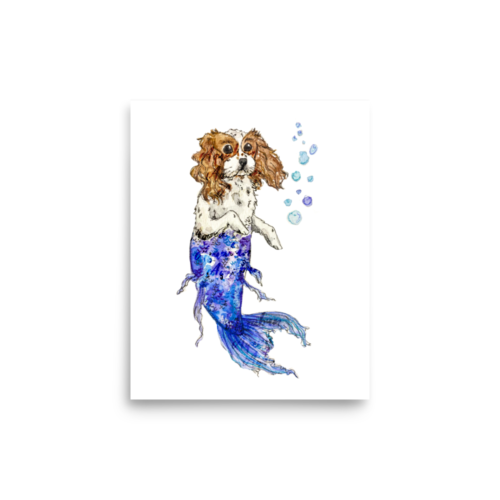 Dog Mermaid Blue Tail Poster