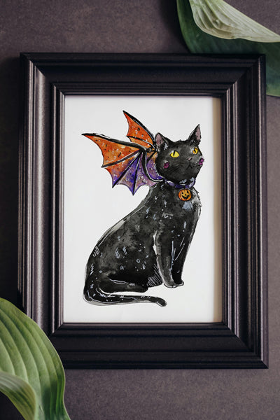 Halloween Dragon Cat Print