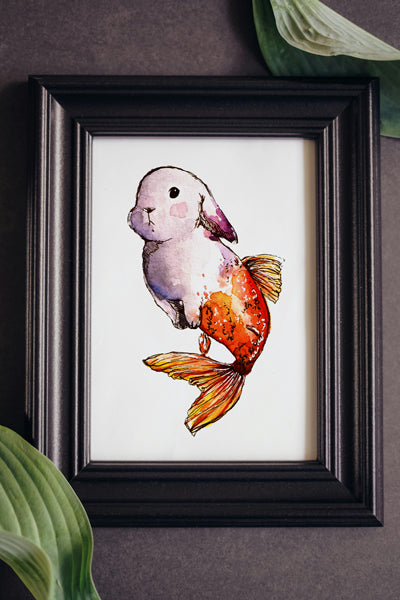 Goldfish Mermaid Bunny Print