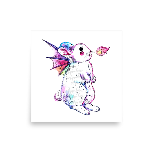 Flying Dragon Bunny Poster