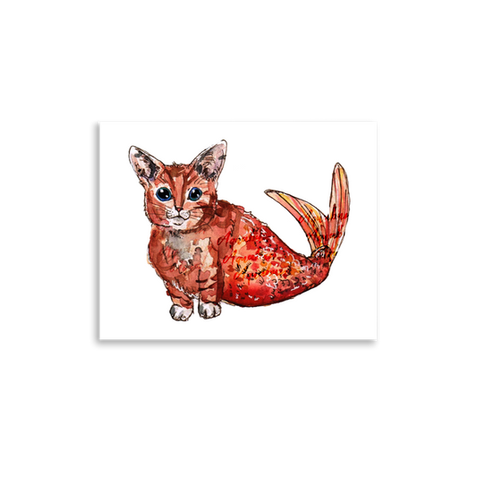 Ginger Cat Mermaid Poster