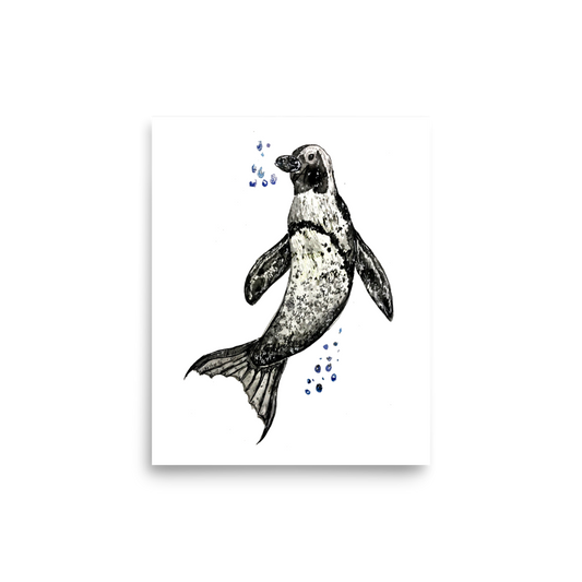 Penguin Mermaid Poster