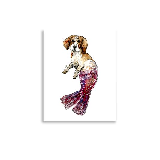 Dog Mermaid Red Tail Poster
