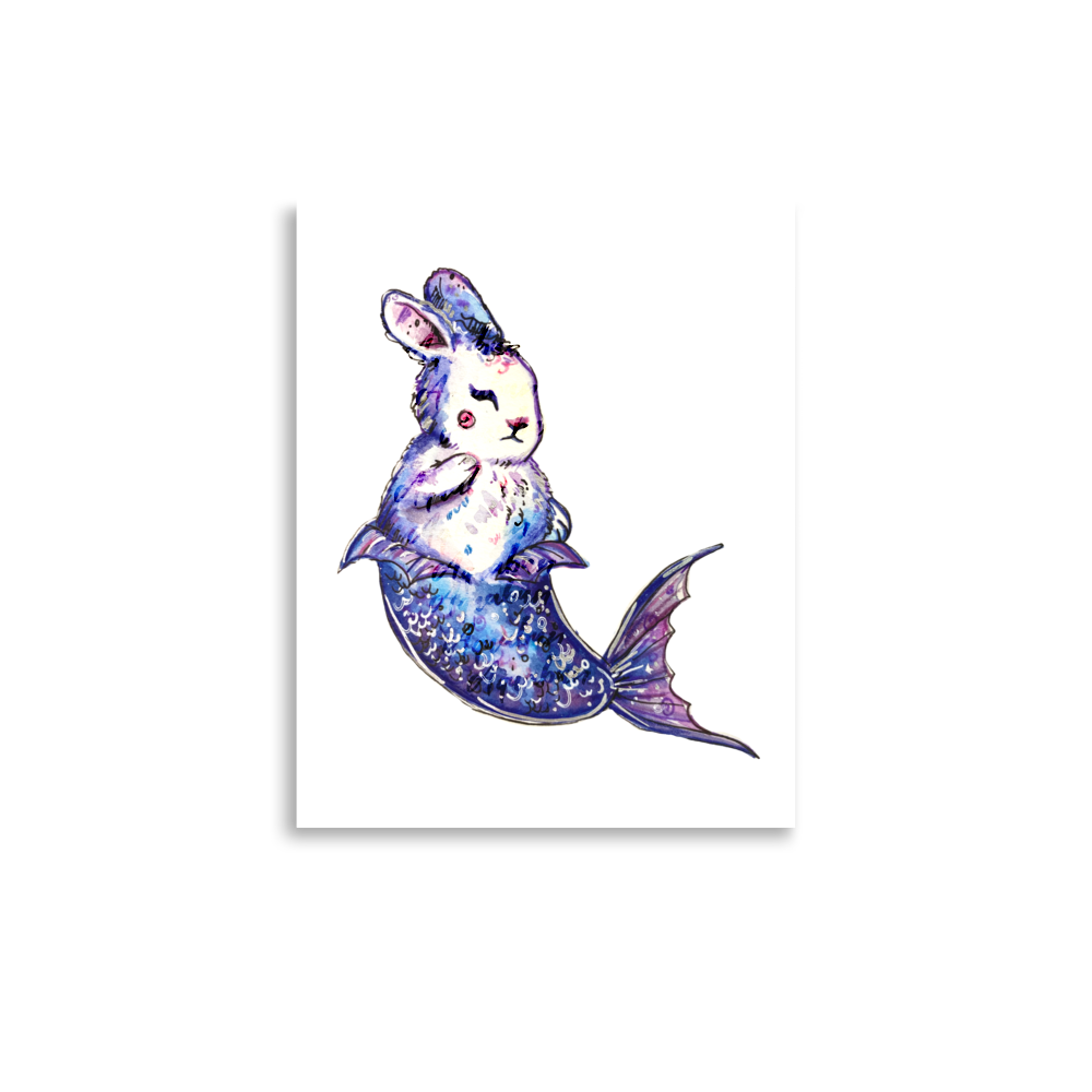 Sleeping Bunny Mermaid Poster