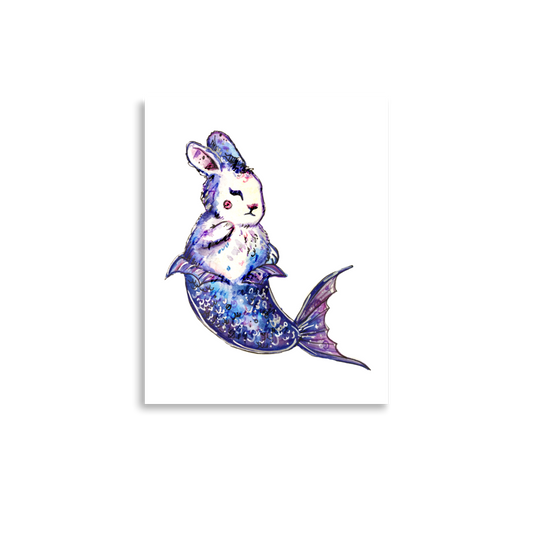Sleeping Bunny Mermaid Poster