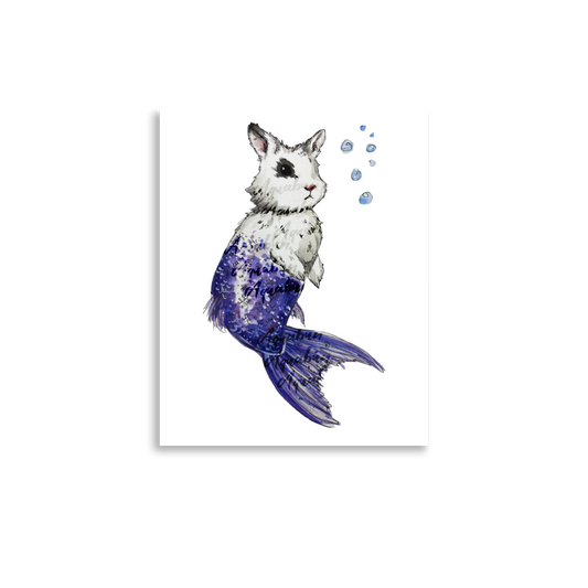 Pointed Eared Bunny Mermaid Purple Tail Poster