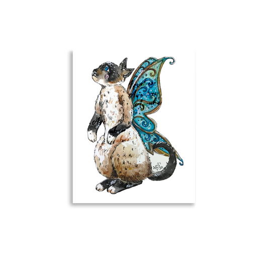 Cat Fairy Green Wings Poster