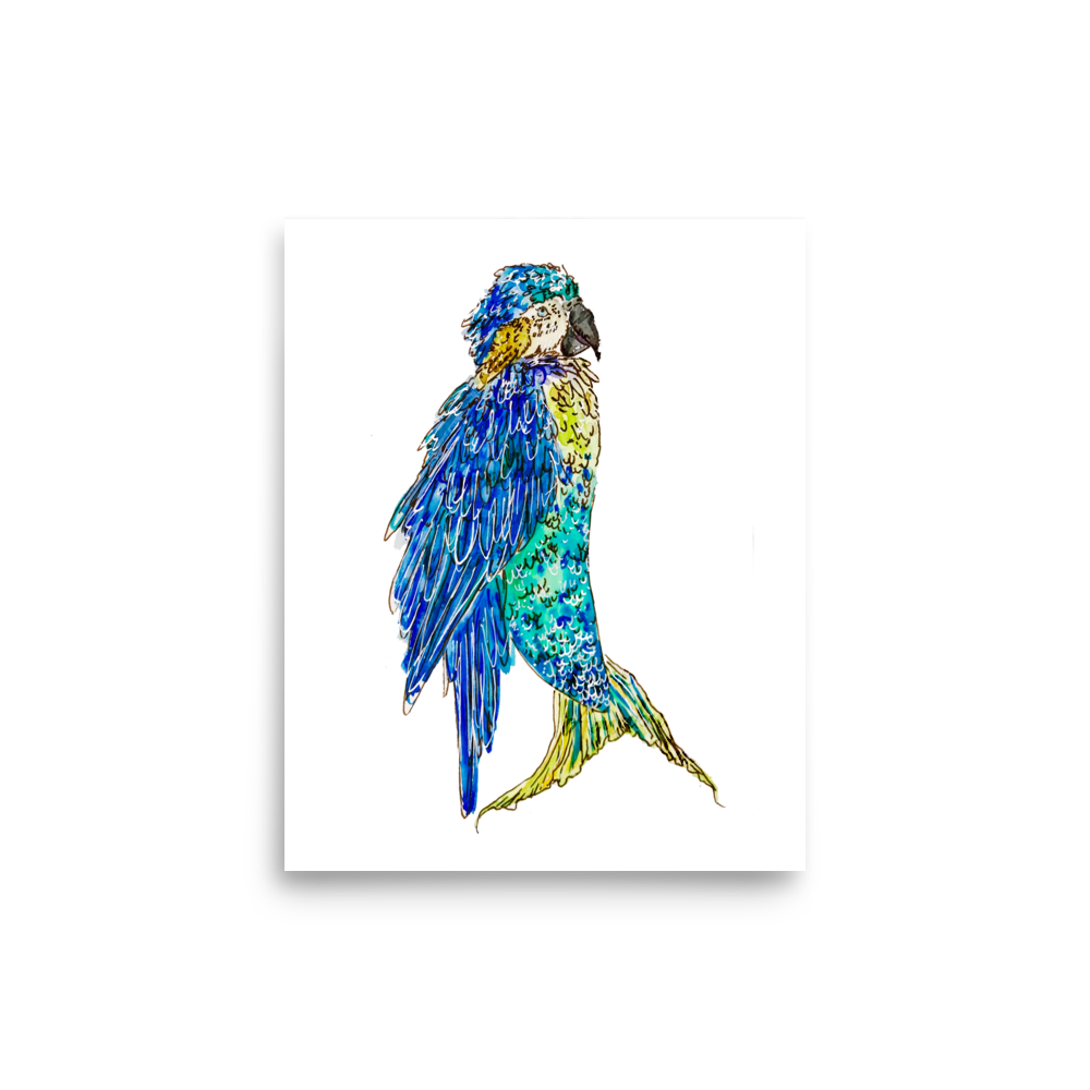 Parrot Mermaid Poster