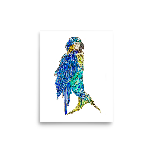 Parrot Mermaid Poster