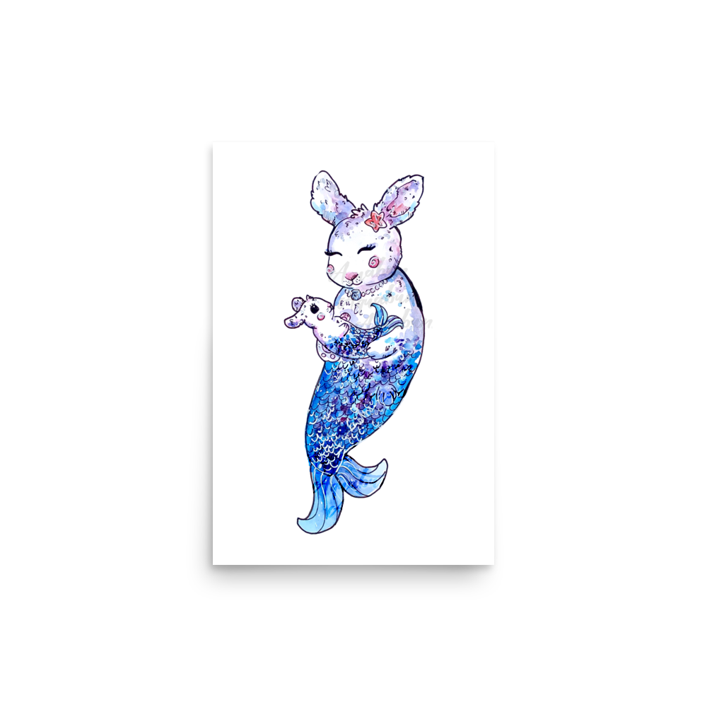 Bunny Mermaid Mother Poster