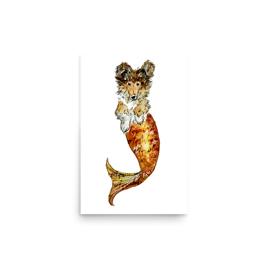 Dog Mermaid Orange Tail Poster
