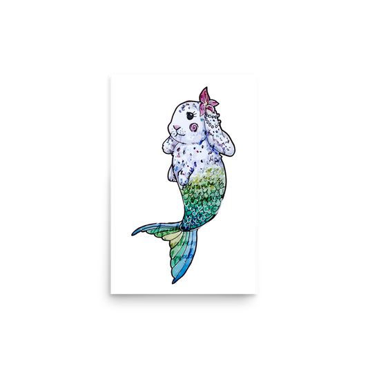 Tropical Bunny Mermaid Poster