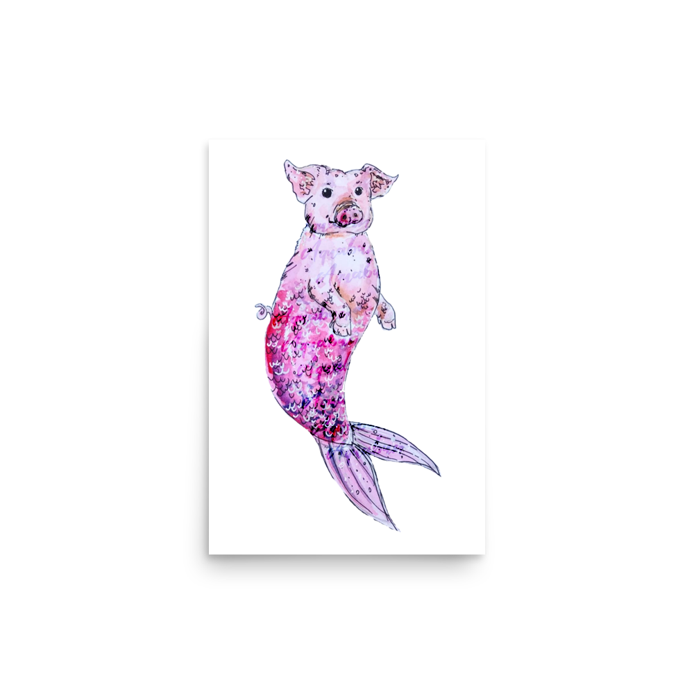 Pig Mermaid Poster