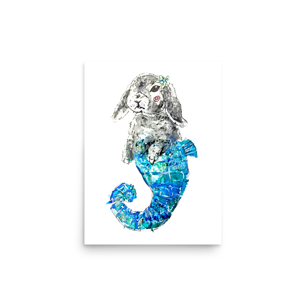 Bunny Seahorse Poster