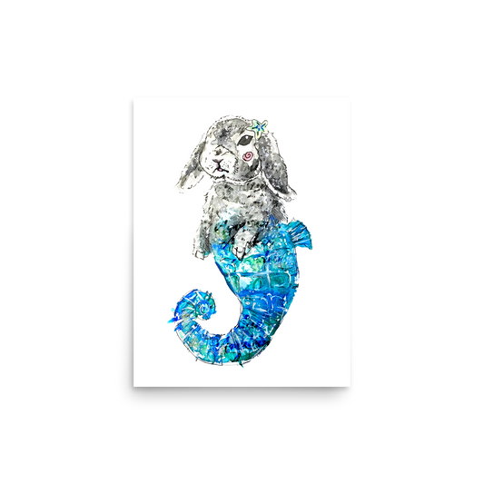 Bunny Seahorse Poster