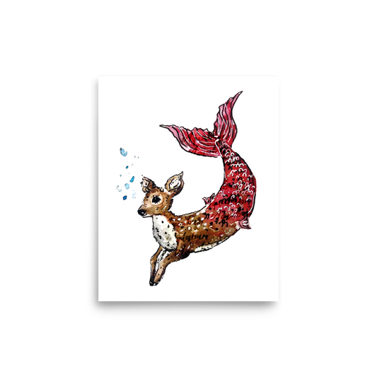 Deer Mermaid Poster