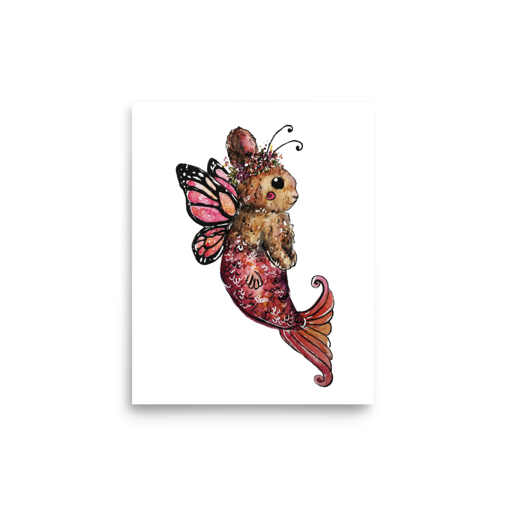 Butterfly Bunny Mermaid Poster