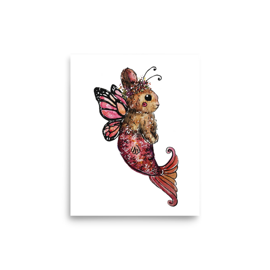 Butterfly Bunny Mermaid Poster