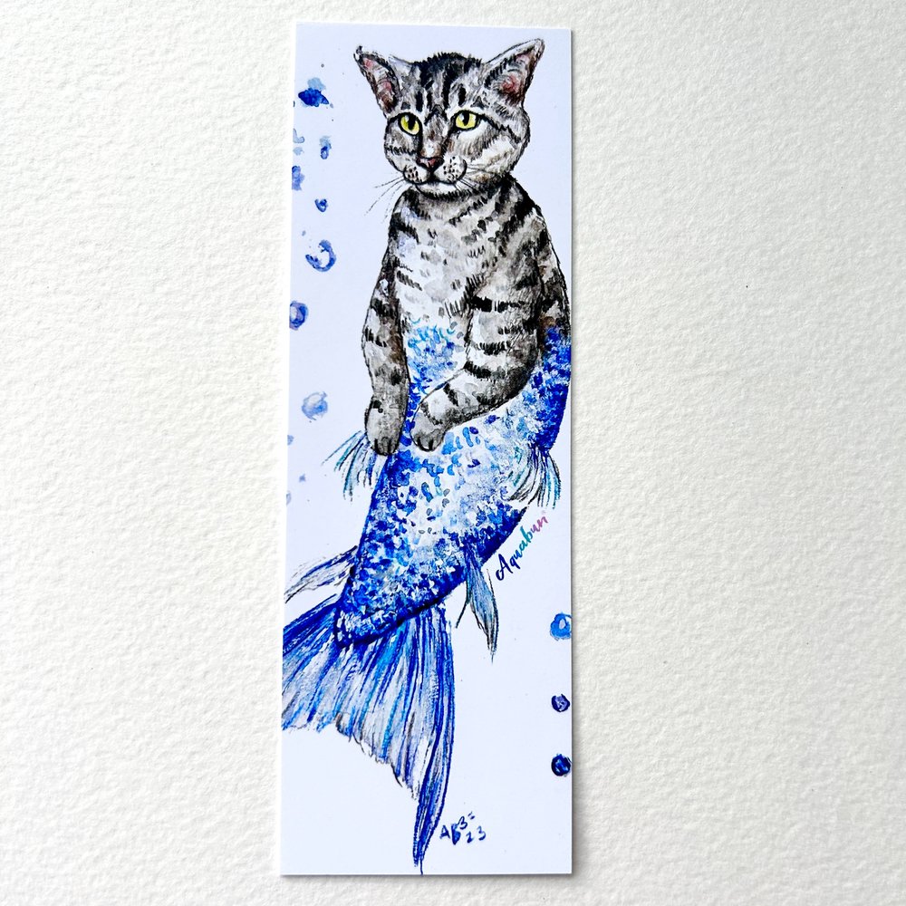 Grey Tabby Purrmaid Bookmark