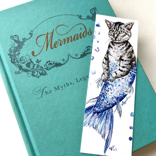 Grey Tabby Purrmaid Bookmark