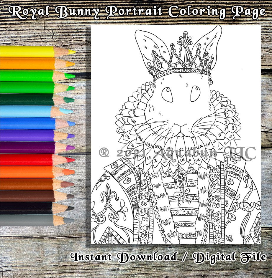 Royal Bunny Coloring Page