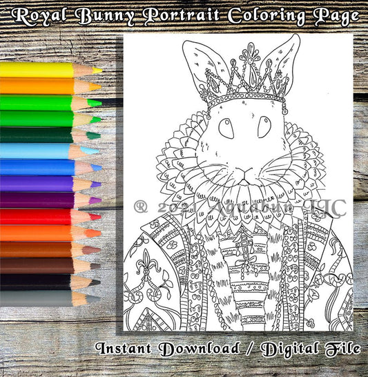 Royal Bunny Coloring Page