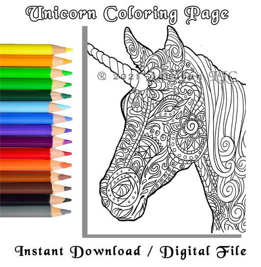 Unicorn Mandalas Coloring Page