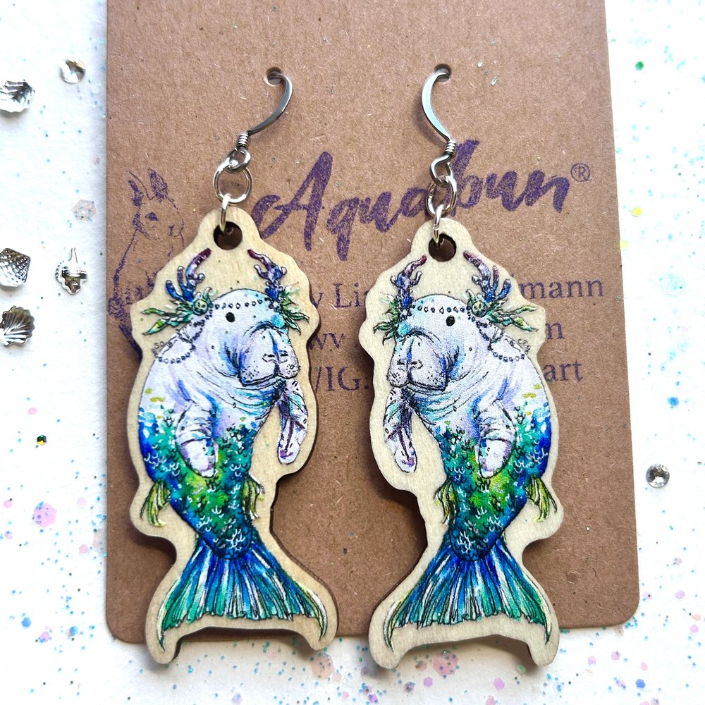 Manatee Mermaid Earrings