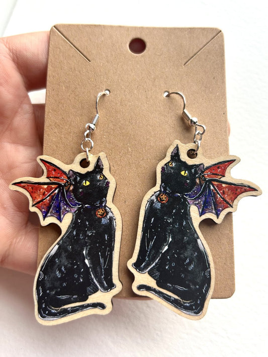 Black Cat Dragon Earrings
