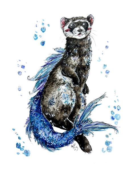 Ferret Mermaid Print