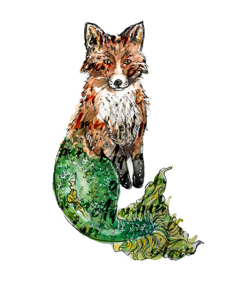 Fox Mermaid Print