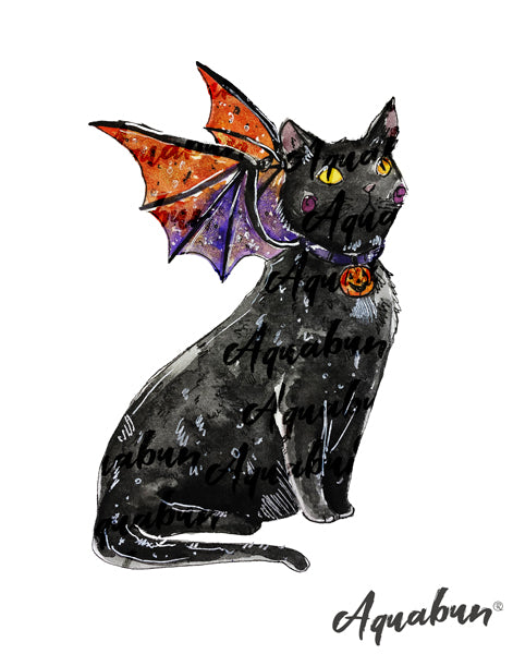 Halloween Dragon Cat Print