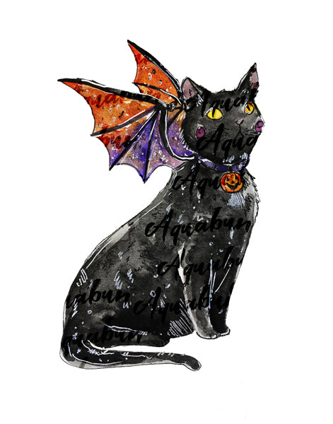 Halloween Dragon Cat Print
