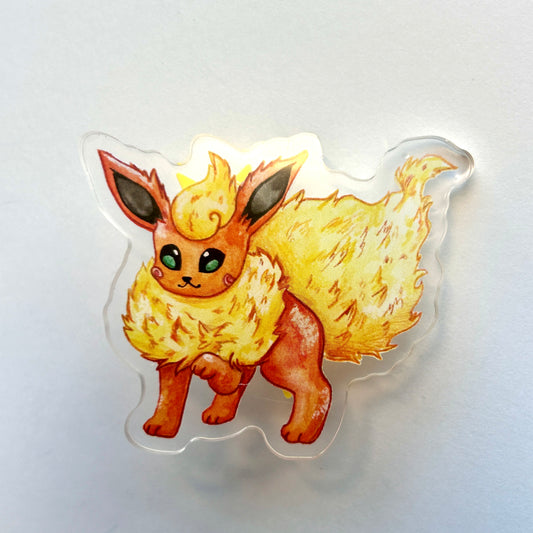 Orange Fire Kitty Acrylic Pin