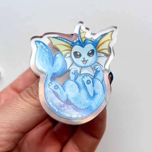 Aqua Water Kitty Acrylic Pin