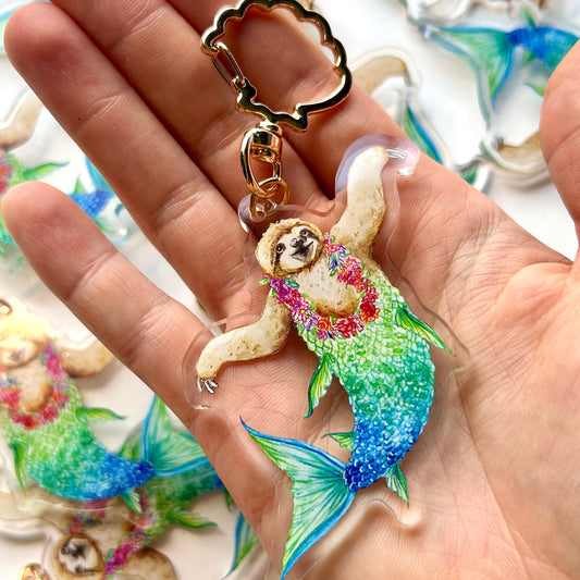 Sloth Mermaid Keychain