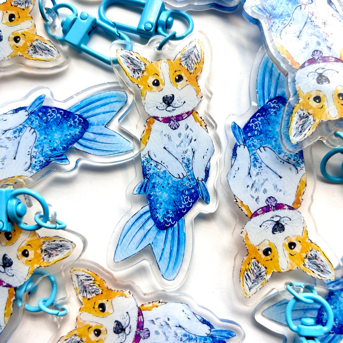 Corgi Mermaid Keychain