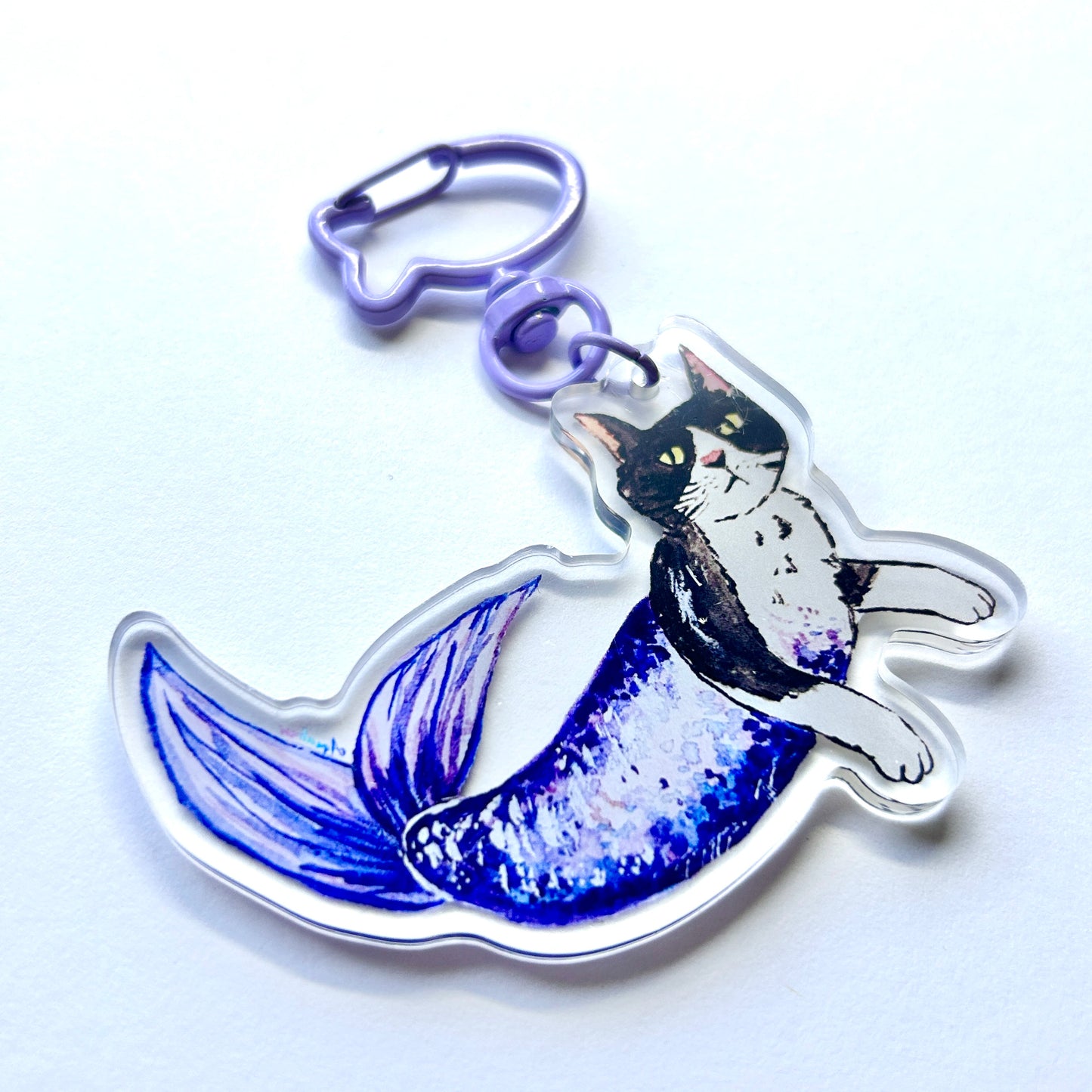 Tuxedo Cat Mermaid Keychain