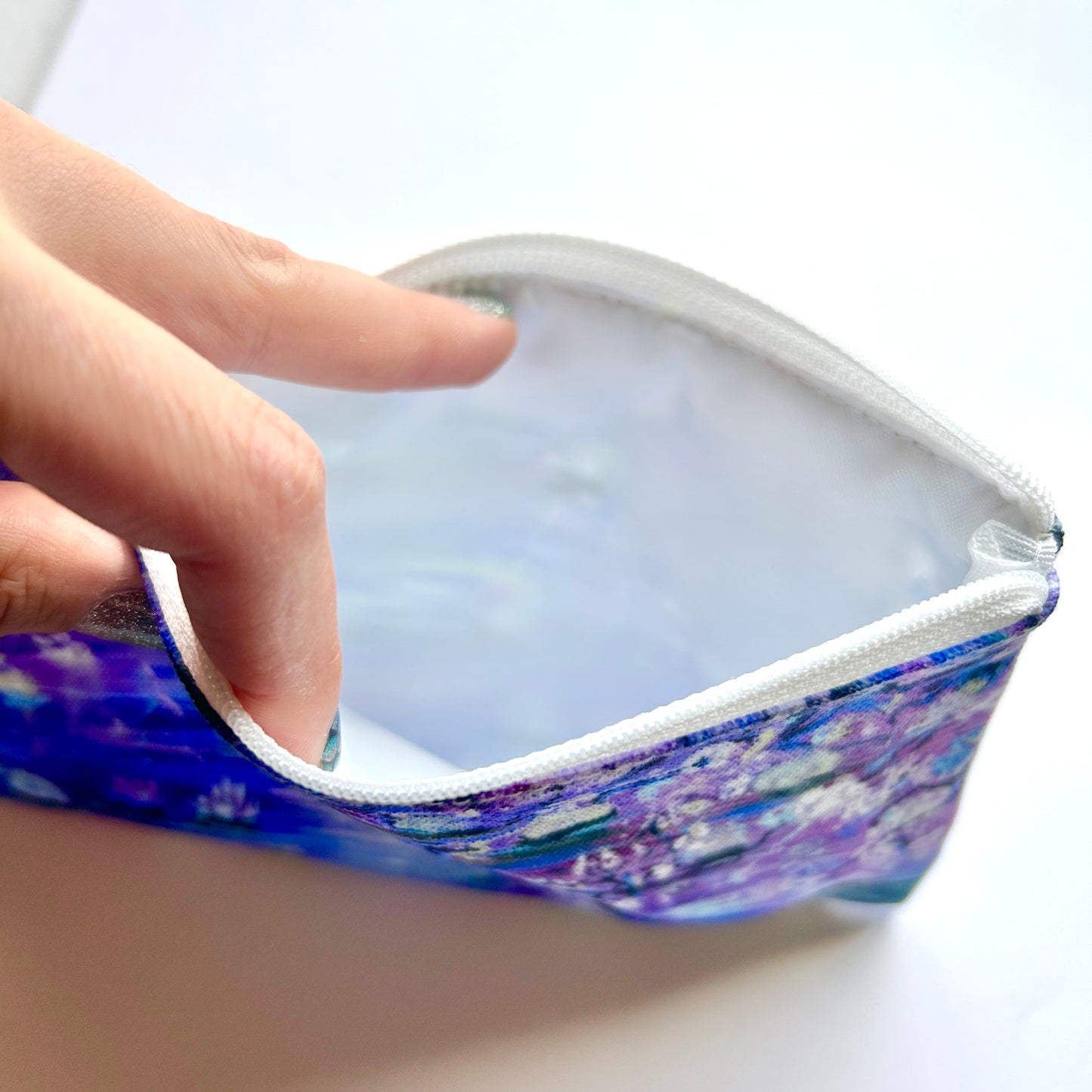 Blue and Pink Lilies Pencil Pouch